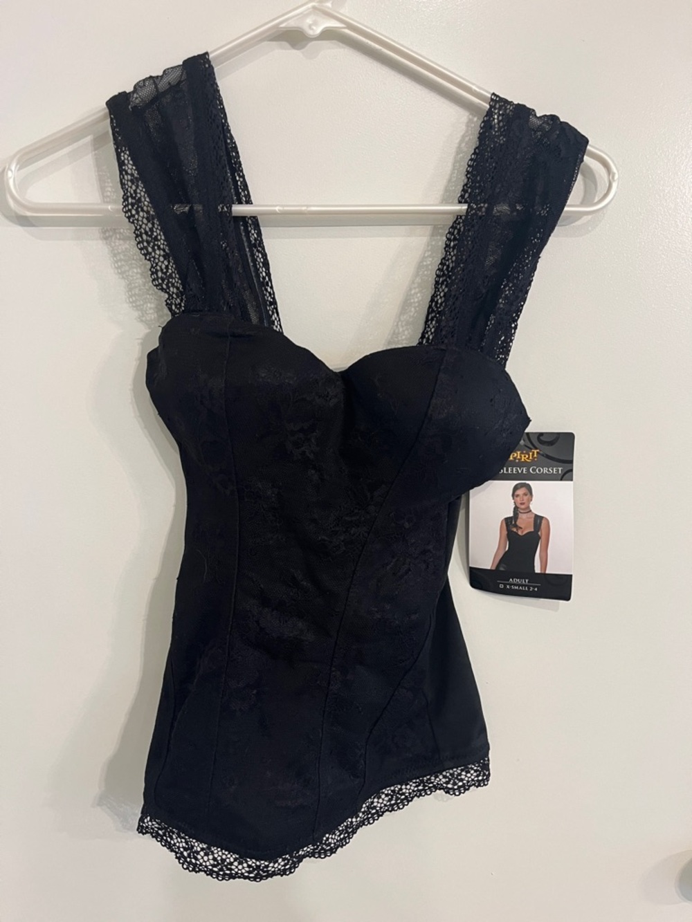 Women’s size XS NWT Spirit Halloween Black Cap Sleeve Corset